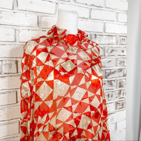 Preen by Thorton Bregazzi Circus Asymmetric Printed Devore Satin Silk Dress L - Picture 3 of 15